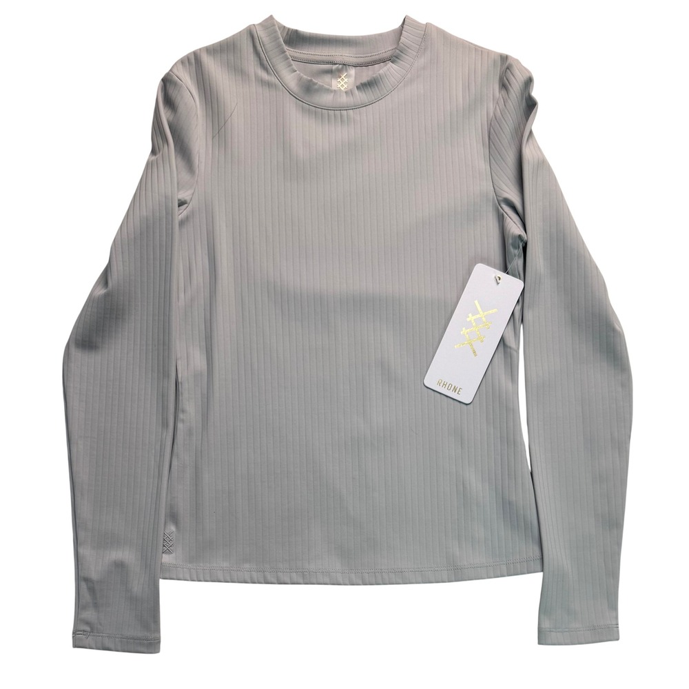 Rhone Modern Ribbed Long Sleeve Top Grey Mist XS Activewear Crew Neck